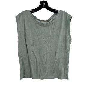 Blue Deep Small Boxy Tee Blue Linen Cotton Blend